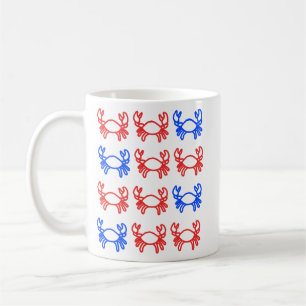 Red and Blue Crab Outline Zodiac Mug