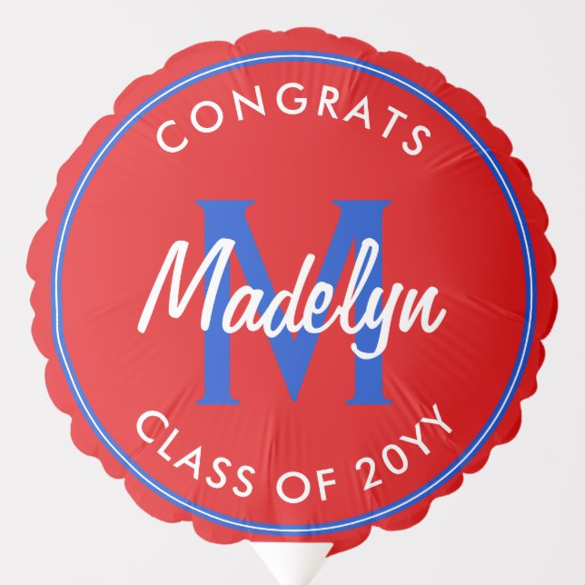 Red and Blue Custom Graduation Balloon (Front)