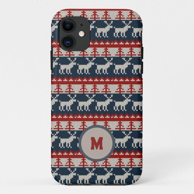 Red and blue Custom Name knitted Pattern  Case-Mate iPhone Case (Back)