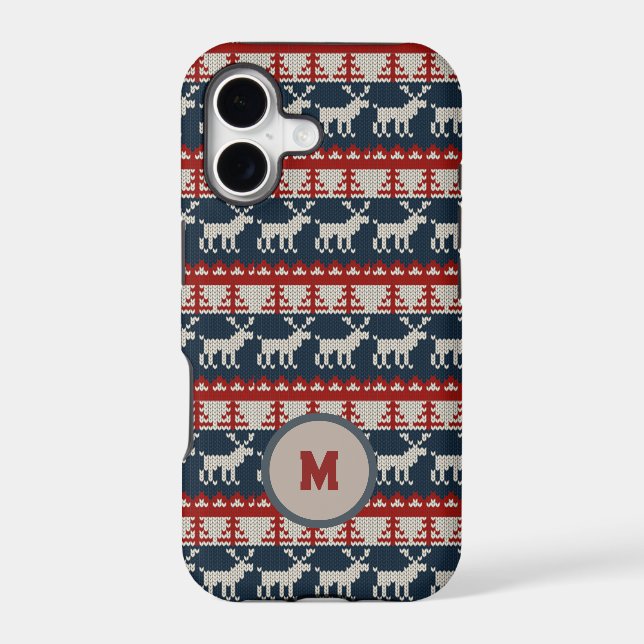 Red and blue Custom Name knitted Pattern  Iphone Case (Back)