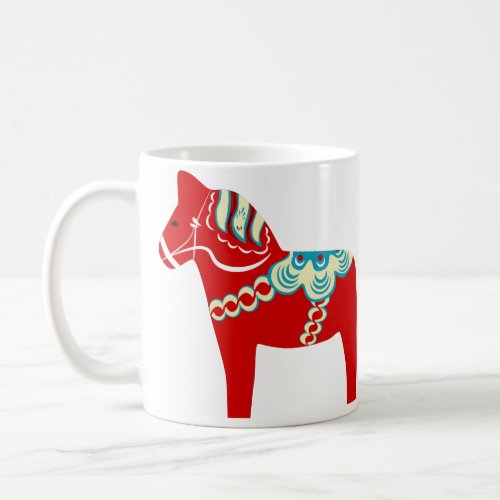 Red and Blue Dala Horse Coffee Mug