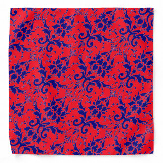 Red and Blue Damask Bandana