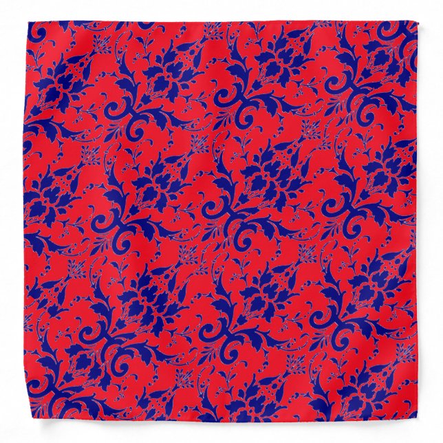 Red and Blue Damask Bandana (Front)