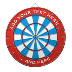 Red and Blue Dartboard with Custom Text