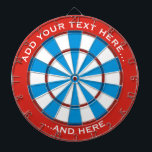 Red and Blue Dartboard with custom text<br><div class="desc">Dartboard in red and blue and two custom text areas.</div>