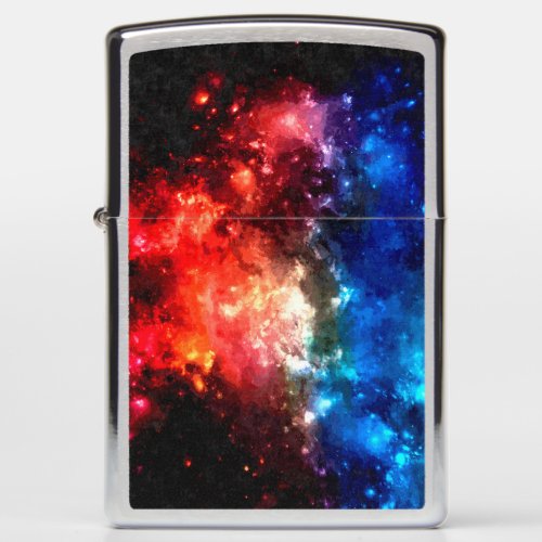 Red and blue deep space galaxy night sky zippo lighter