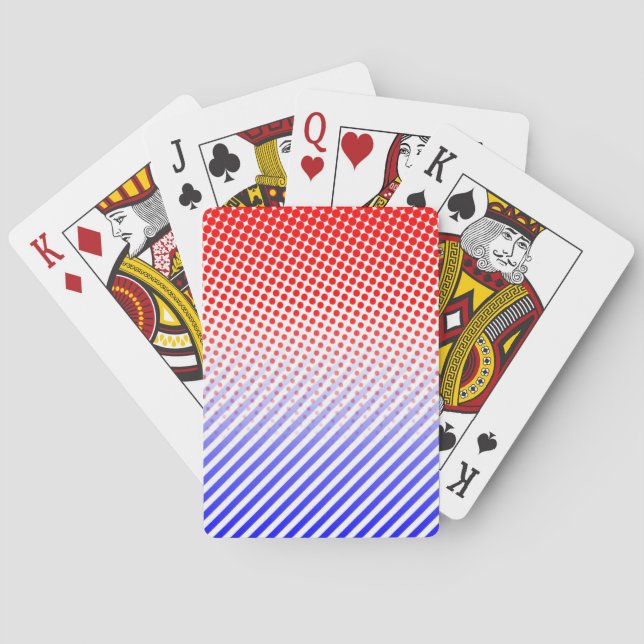 Red and Blue Dots and Stripes Poker Cards (Back)