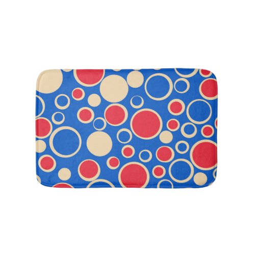 Red And Blue Dots On Blue Bath Mat