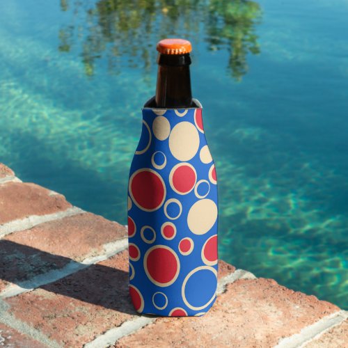 Red And Blue Dots On Blue  Bottle Cooler