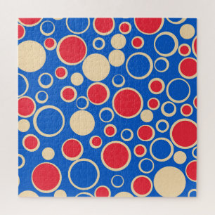 Red And Blue Dots On Blue Jigsaw Puzzle
