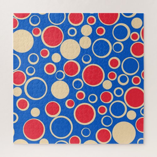 Red And Blue Dots On Blue  Jigsaw Puzzle