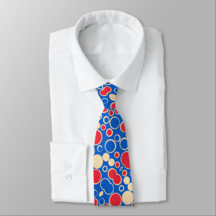 Red And Blue Dots On Blue Neck Tie