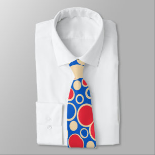 Red And Blue Dots On Blue  Neck Tie