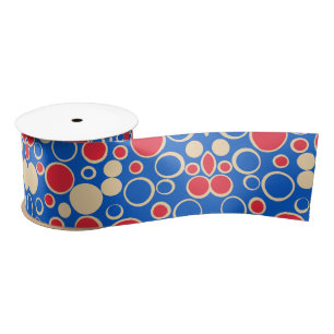 Red And Blue Dots On Blue Satin Ribbon
