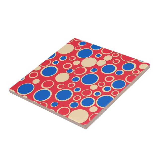 Red And Blue Dots On Red Ceramic Tile (Side)
