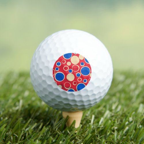 Red And Blue Dots On Red  Golf Balls
