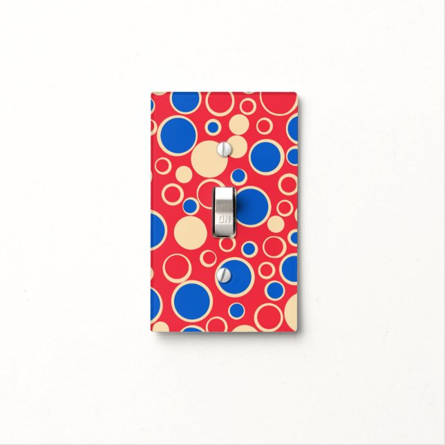 Red And Blue Dots On Red  Light Switch Cover (In Situ)