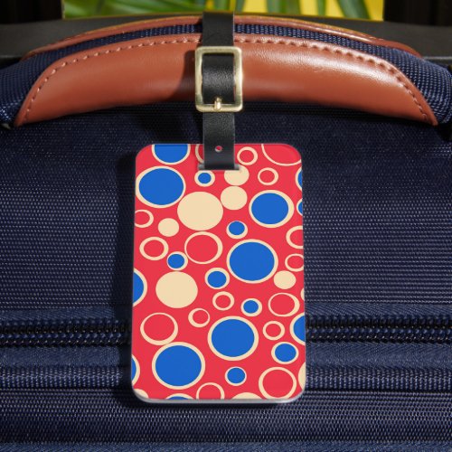 Red And Blue Dots On Red  Luggage Tag