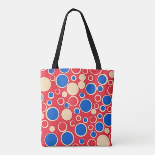 Red And Blue Dots On Red  Tote Bag