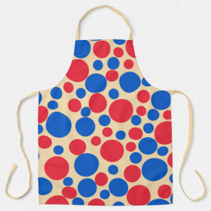 Red And Blue Dots On Tan Apron