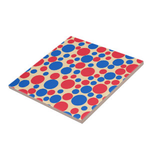 Red And Blue Dots On Tan Ceramic Tile