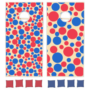 Red And Blue Dots On Tan Cornhole Set
