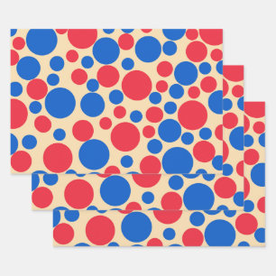Red And Blue Dots On Tan Wrapping Paper Sheets