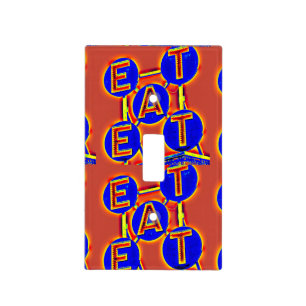 red and blue eat light switch cover