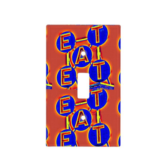 red and blue eat light switch cover (Front)