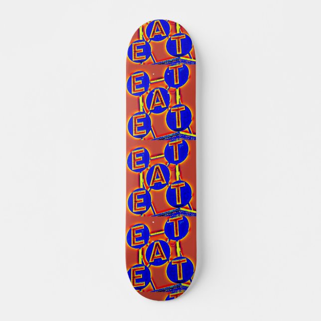 red and blue eat skateboard deck (Front)