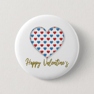 Red and Blue Elegant Heart Shape Button