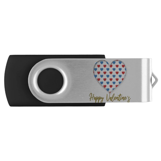 Red and Blue Elegant Heart Shape Flash Drive (Front)