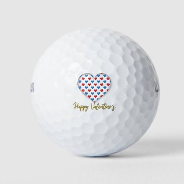 Red and Blue Elegant Heart Shape Golf Balls (Front)