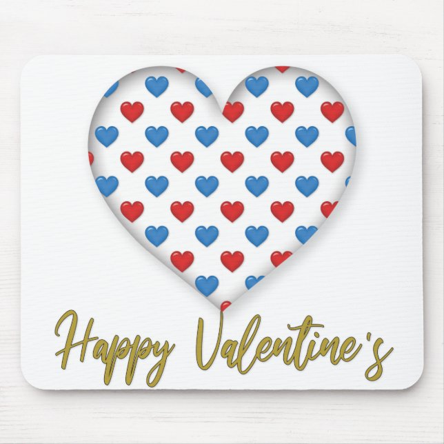 Red and Blue Elegant Heart Shape Mouse Pad (Front)