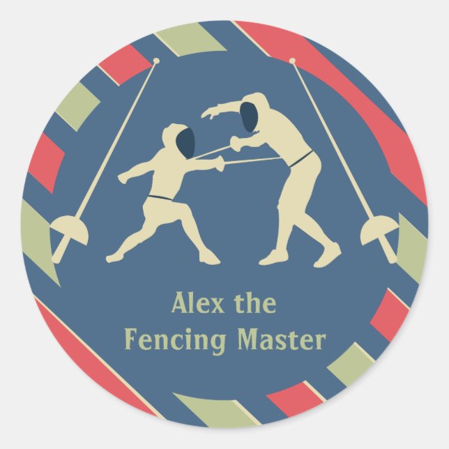Red and Blue Fencing Stickers Party Favor (Front)