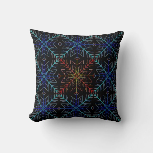 Red and Blue Flakes Throw Pillow (Front)