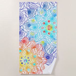 Red and Blue Floral  Beach Towel