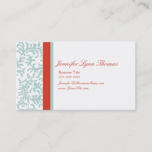 Red and Blue Floral Damask Seating Card Business Card