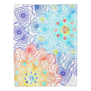 Red and Blue Floral Duvet Cover
