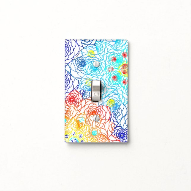 Red and Blue Floral  Light Switch Cover (In Situ)