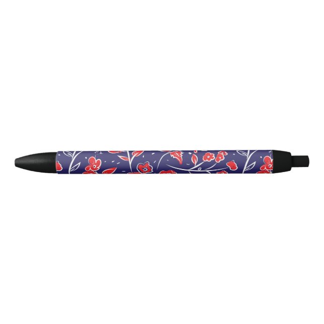Red and Blue Floral Pattern Pen (Front)