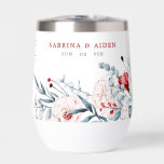 Red And Blue Flower Floral Wedding  Thermal Wine Tumbler<br><div class="desc">These Red and Blue Flower Floral Wedding Thermal Wine Tumblers are designed to combine elegance with practicality. Featuring a beautiful floral pattern with red and blue flowers on a white background, these tumblers are perfect for wedding celebrations. The personalized touch, with names and a date, makes them ideal as keepsakes...</div>