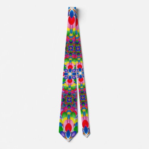 Red and blue flower pattern neck tie
