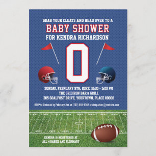 Red and Blue Football Baby Shower Invitation