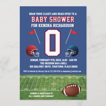 Red And Blue Football Baby Shower Invitation by starstreamdesign at Zazzle