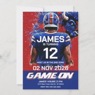 Red and Blue Football Birthday Editable invite