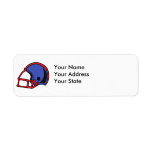 red and blue football helmet graphic label