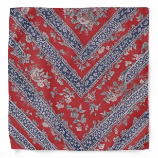 Red and Blue Foral Bandana 
