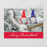 Red and Blue Fun Chrismukkah Santa Elves Photo Postcard<br><div class="desc">Send this fun blue and red Santa Elves Merry Chrismukkah postcard to your Jewish and Christian family and friends. Whatever you celebrate,  celebrate it together! Click on the Personalize This above to make your custom version of this design.</div>