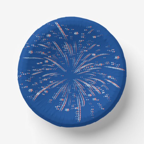 Red and Blue Glitter Fireworks  Paper Bowls